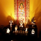 Jim Yeh's Altar. The Life Story of Lama Tsongkhapa Thangka was a gift from H.E. Tsem Rinpoche.