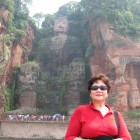 Yueh Chen Chung at Big Buddha of Leshan (Maitreya Buddha) site Sichuan Province, China.